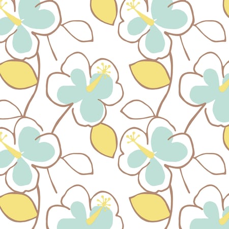 Manhattan Comfort Naperville, Vinyl Flower Power Wallpaper, 205 In X 33 Ft = 56 Sq Ft Naperville